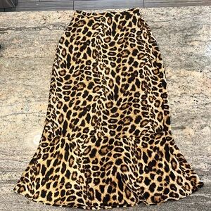 NWOT Park & Fifth Fluted Leopard Print Fit and Flare Midi Slip Skirt Sz XS